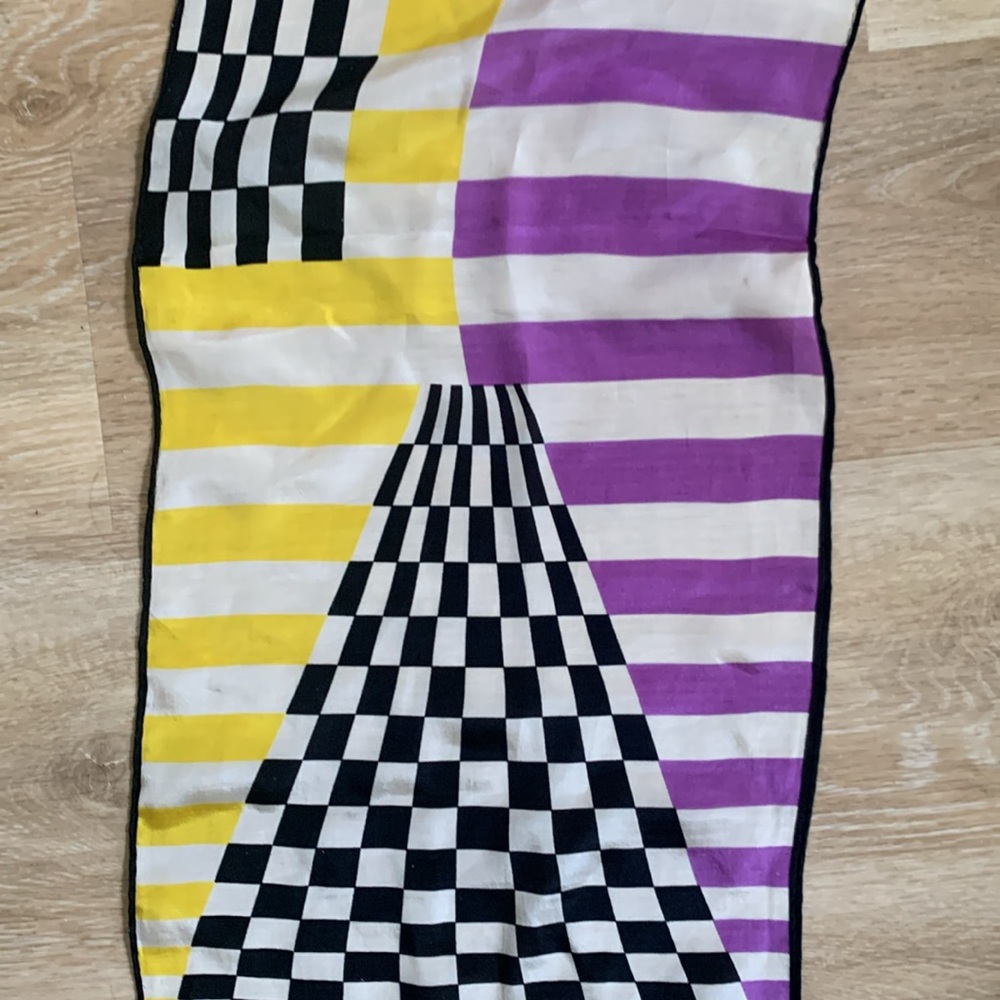 Vera Vintage Colorful Striped and Checkered Scarf - Picture 5 of 9